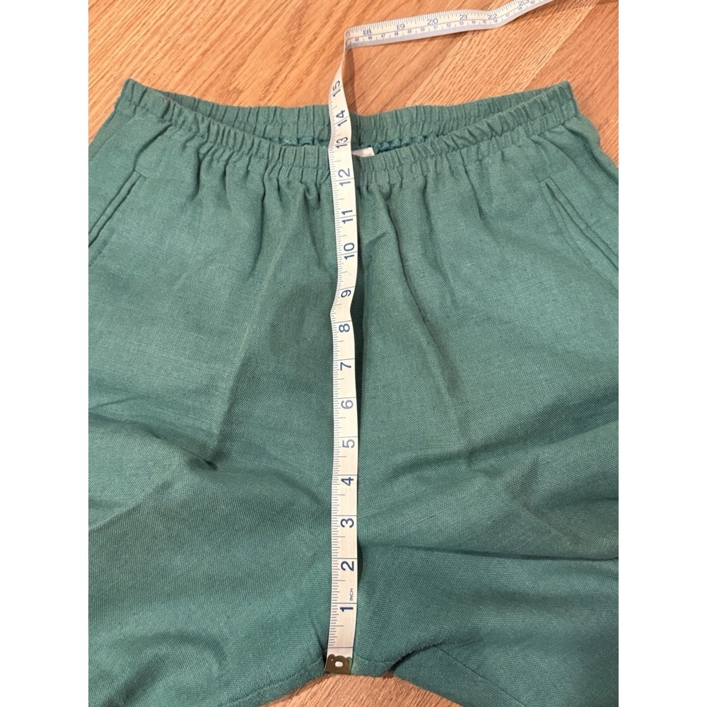 Vintage 80s 90s Lands End‎ Women's 10 Linen Blend High Rise Pants Pull On Green - Picture 11 of 12